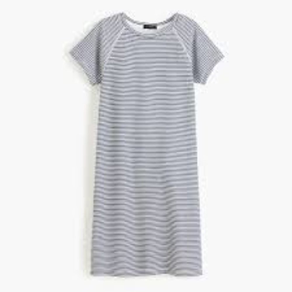 NWT J. Crew Dress Striped Cozy Beach Navy Blue White Terry Cloth Short Sleeve M - Picture 10 of 11